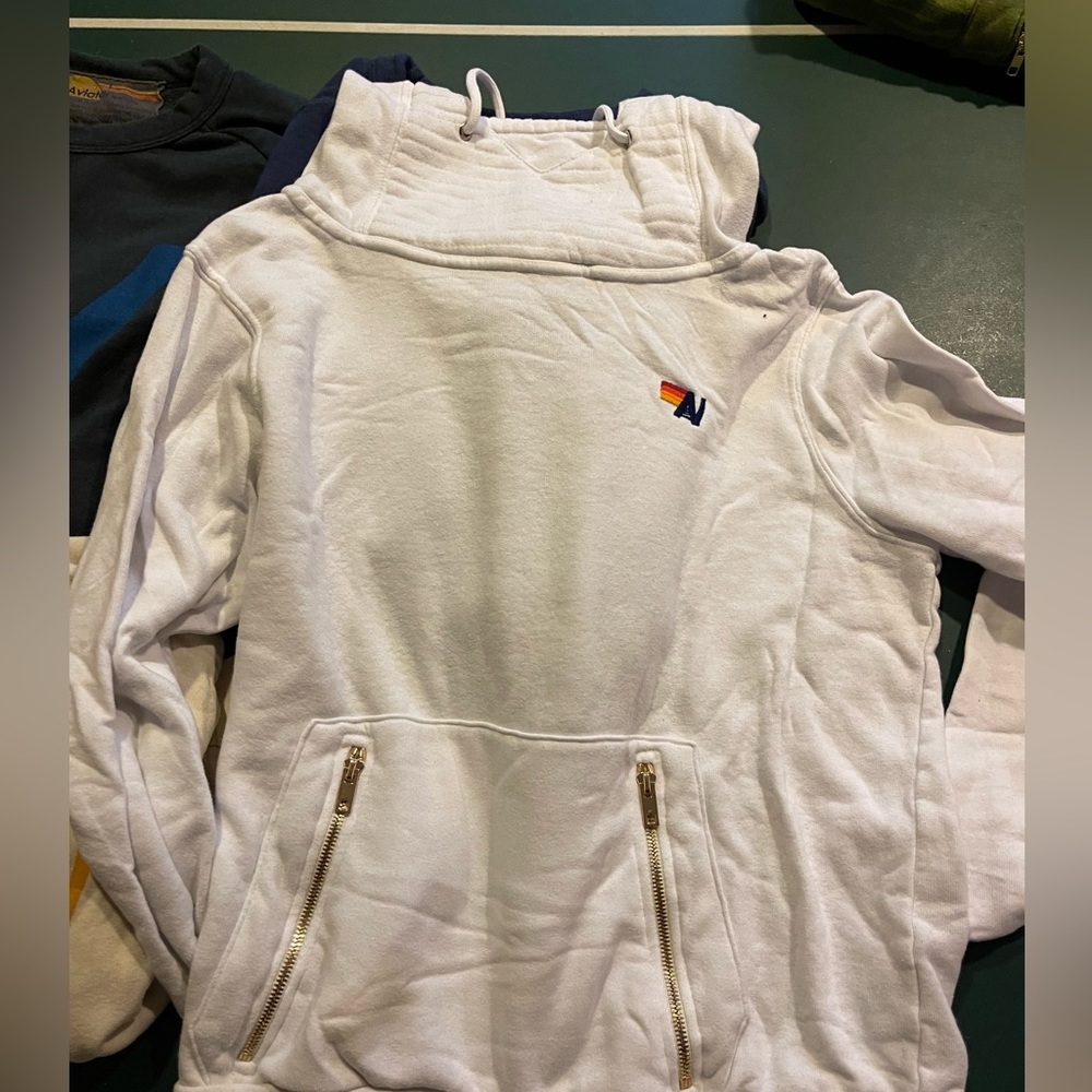 Aviator Nation white snorkel Hoodie white.